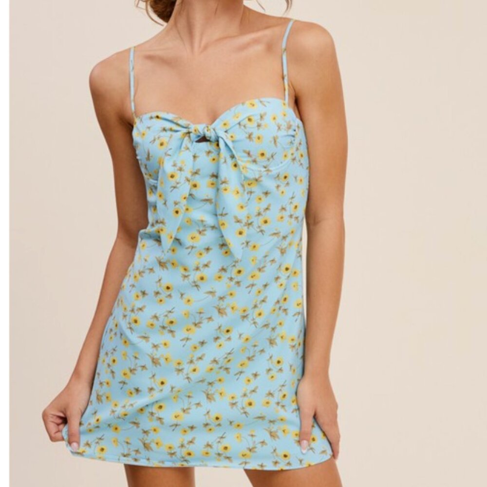 NWT Mimosa Floral Mini‎ Dress with Front Tie Detail